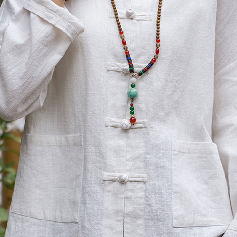 Camicia con motivo a rana Buddha Stones , abbigliamento per meditazione Tai Chi, giacca in lino e ramiè