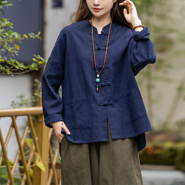 Camicia con motivo a rana Buddha Stones , abbigliamento per meditazione Tai Chi, giacca in lino e ramiè