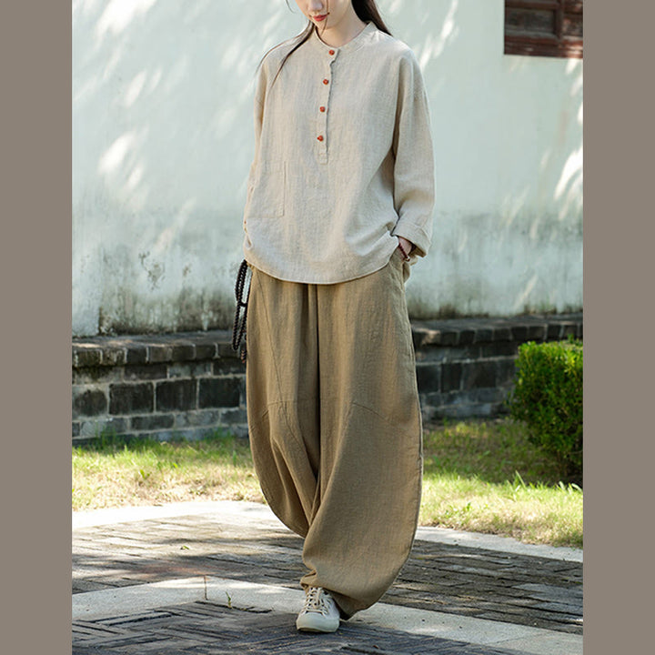 Camicetta a maniche lunghe con bottoni larghi e tinta unita , Buddha Stones - image 19