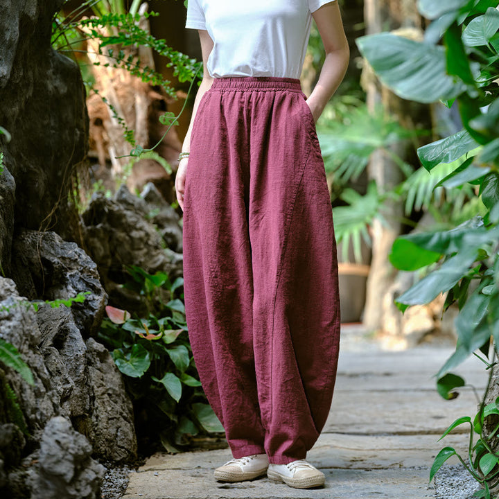 Pantaloni harem yoga larghi tinta unita con tasche Buddha Stones - Borgogna, US2-8/10, UK/AU6-12/14, EU34-40/42 (F) - image 37
