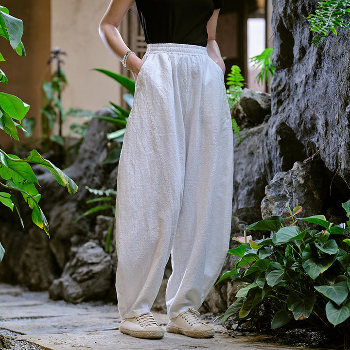 Pantaloni harem yoga larghi tinta unita con tasche Buddha Stones - Bianco, US2-8/10, UK/AU6-12/14, EU34-40/42 (F) - image 25