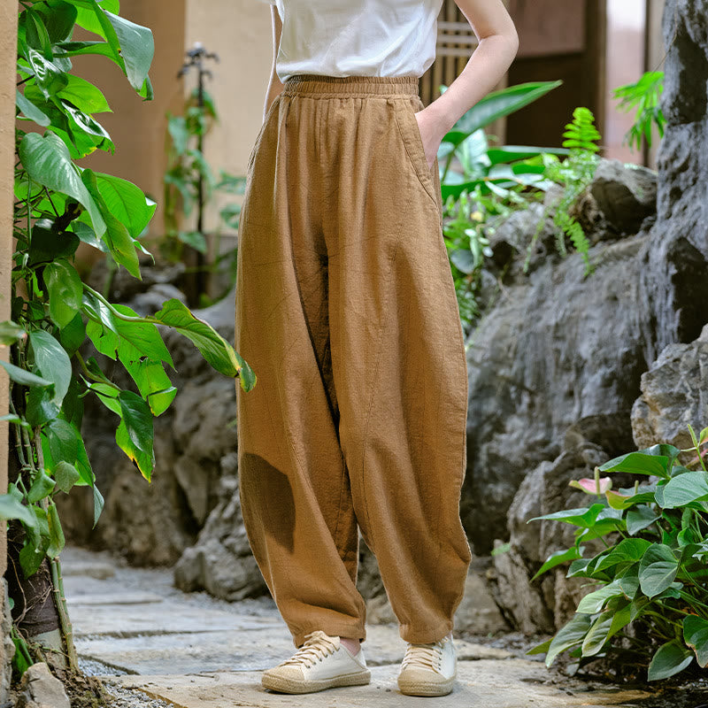 Pantaloni harem yoga larghi tinta unita con tasche Buddha Stones - Marrone, US2-8/10, UK/AU6-12/14, EU34-40/42 (F) - image 41