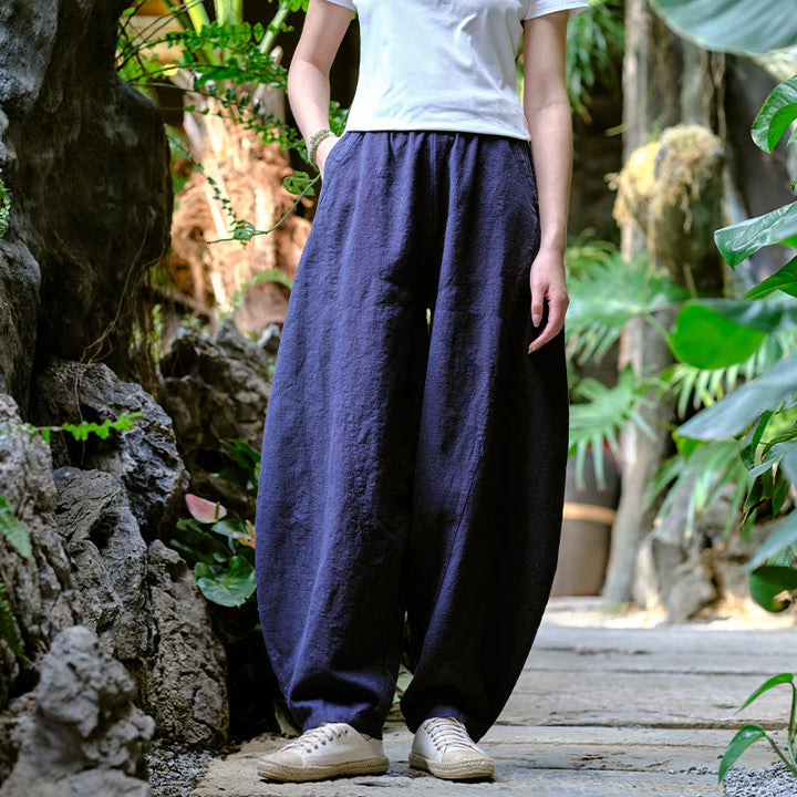 Pantaloni harem yoga larghi tinta unita con tasche Buddha Stones - Blu, US2-8/10, UK/AU6-12/14, EU34-40/42 (F) - image 18