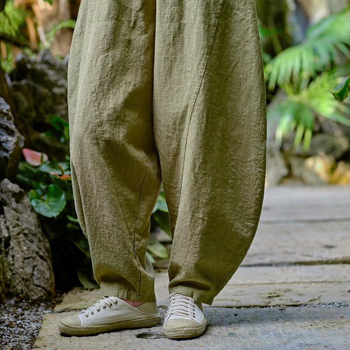 Pantaloni harem yoga larghi tinta unita con tasche Buddha Stones - image 2