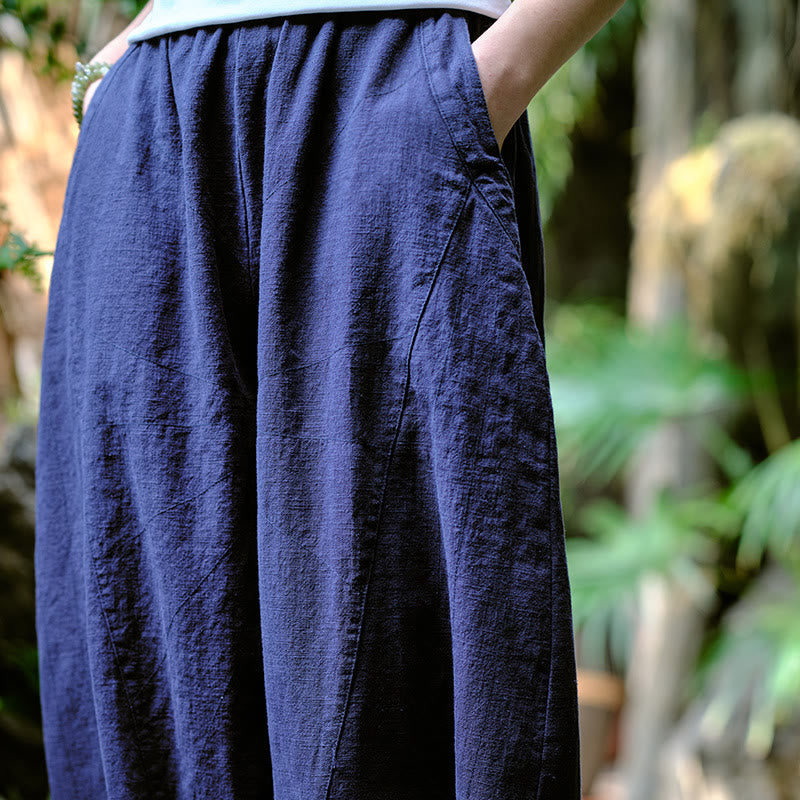 Pantaloni harem yoga larghi tinta unita con tasche Buddha Stones - image 22