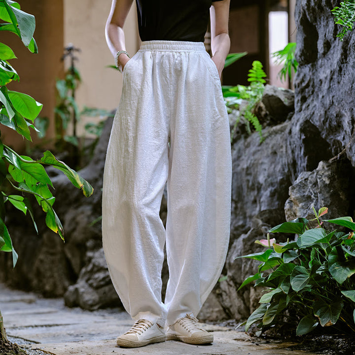Pantaloni harem yoga larghi tinta unita con tasche Buddha Stones - image 26