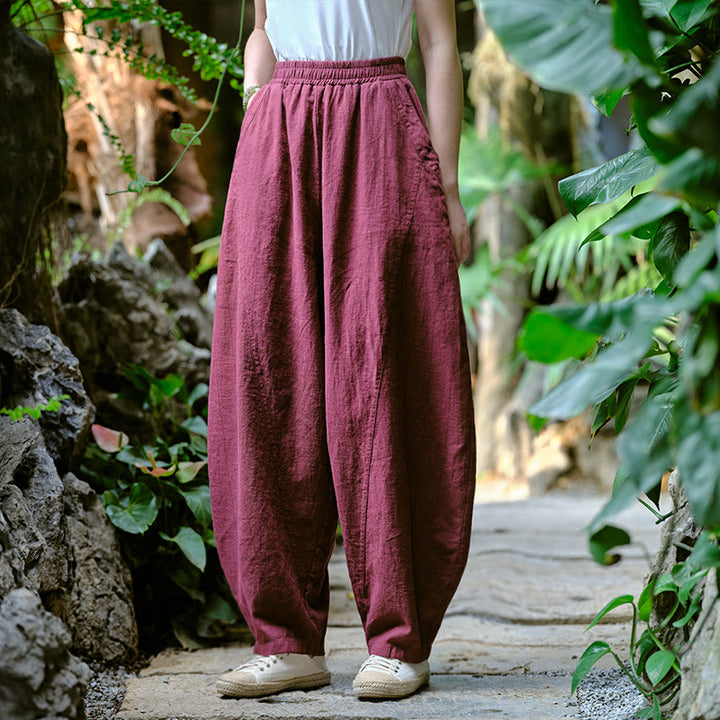 Pantaloni harem yoga larghi tinta unita con tasche Buddha Stones - image 39
