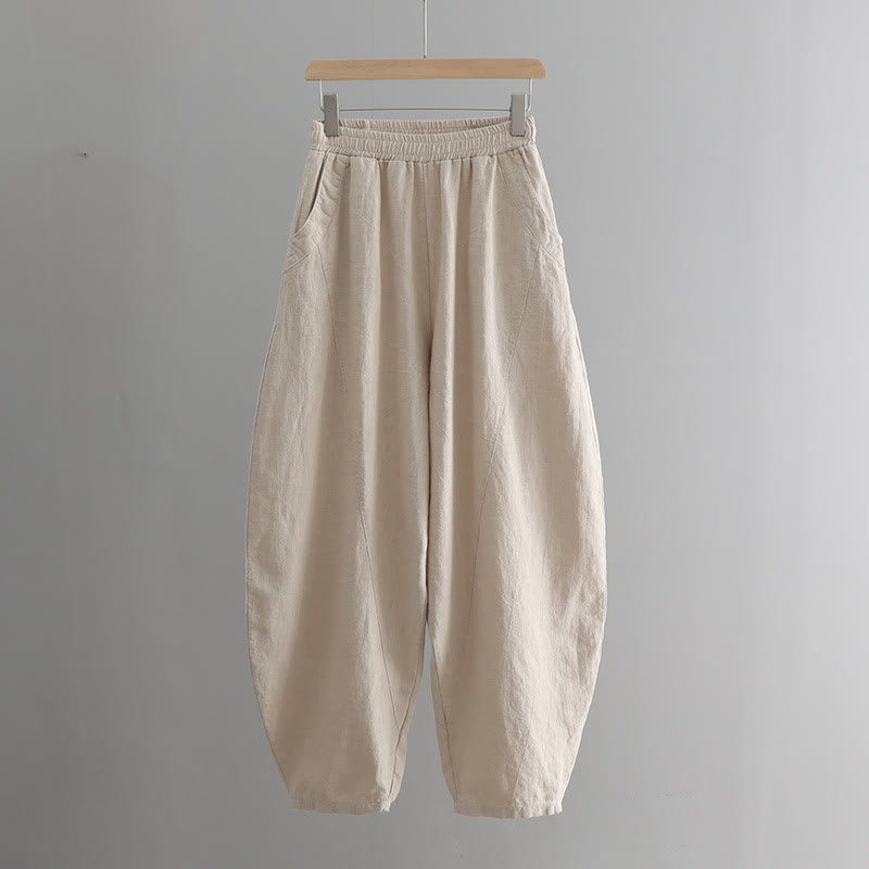 Pantaloni harem yoga larghi tinta unita con tasche Buddha Stones - image 16