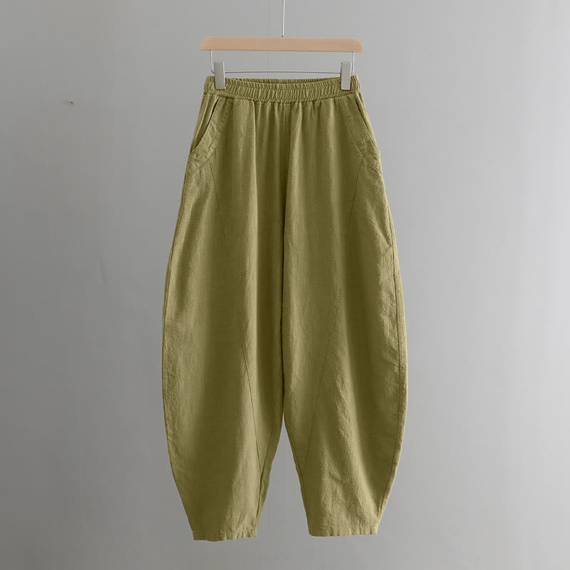 Pantaloni harem yoga larghi tinta unita con tasche Buddha Stones - image 6