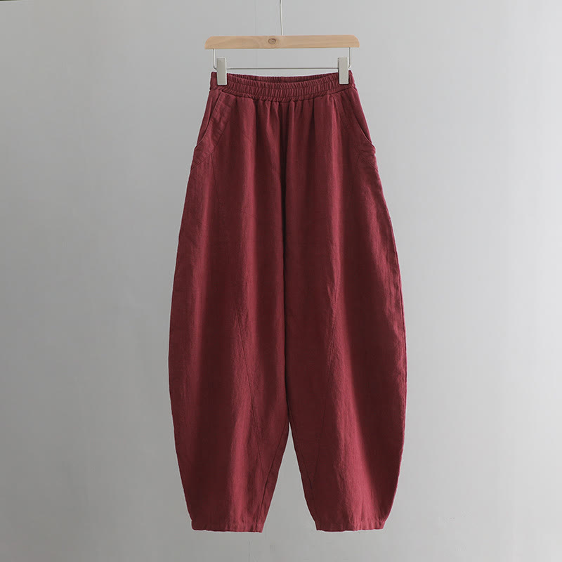 Pantaloni harem yoga larghi tinta unita con tasche Buddha Stones - image 40