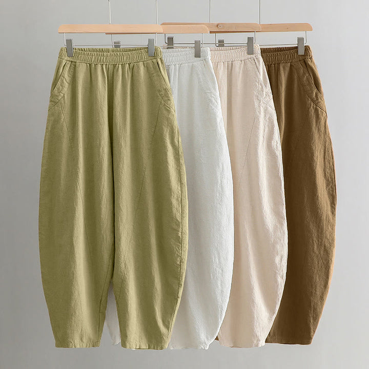 Pantaloni harem yoga larghi tinta unita con tasche Buddha Stones - image 49