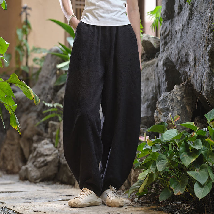 Pantaloni harem yoga larghi tinta unita con tasche Buddha Stones - image 45