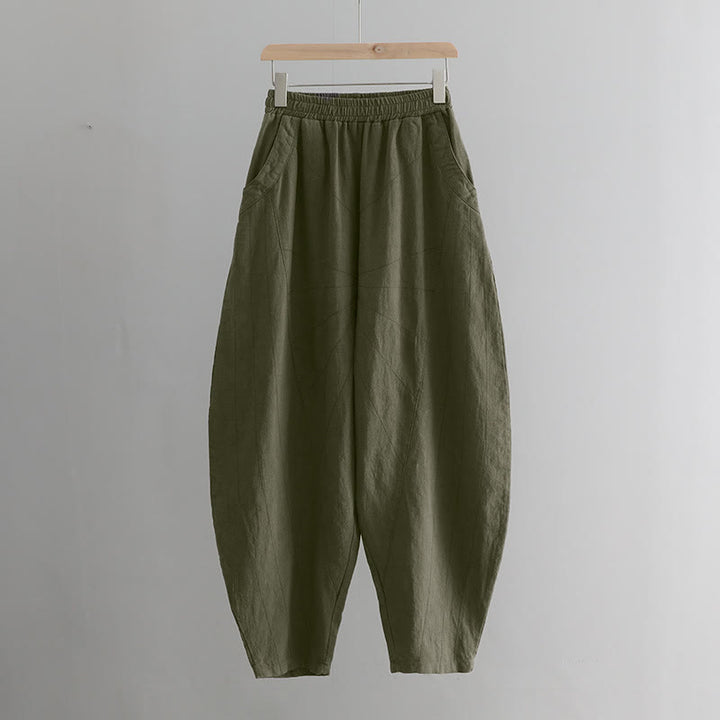 Pantaloni harem yoga larghi tinta unita con tasche Buddha Stones - image 36