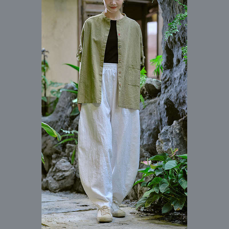 Pantaloni harem yoga larghi tinta unita con tasche Buddha Stones - image 27