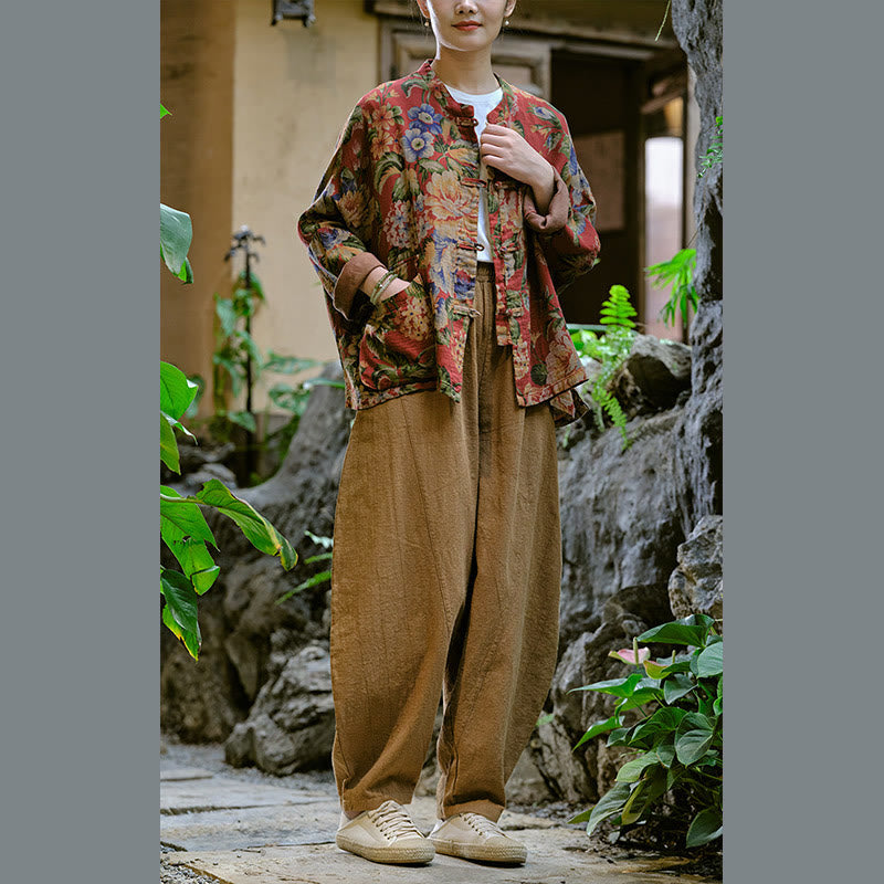 Pantaloni harem yoga larghi tinta unita con tasche Buddha Stones - image 42