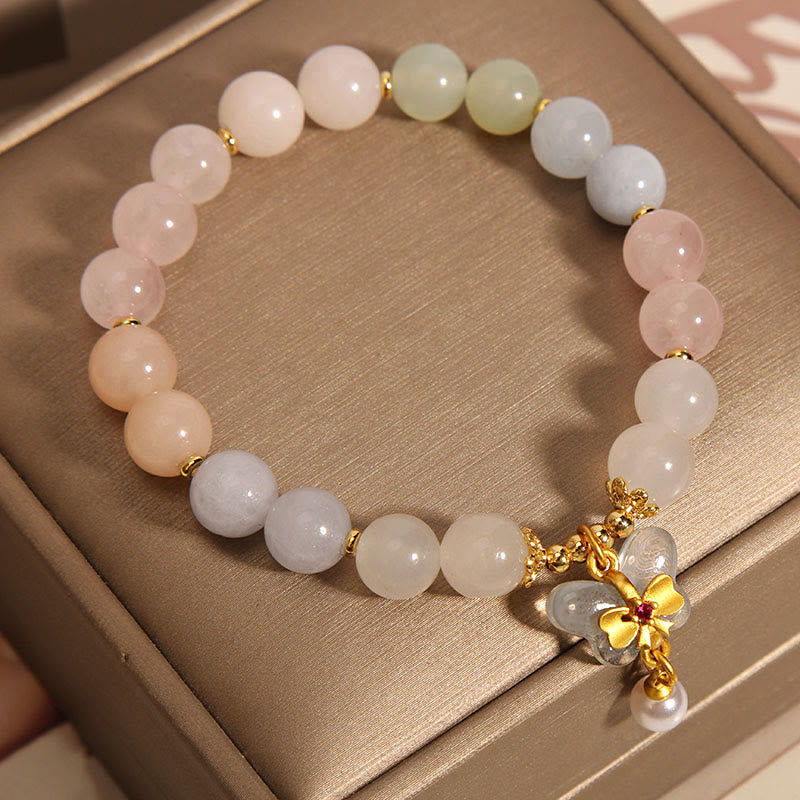 Braccialetto con ciondolo a farfalla in morganite naturale Buddha Stones Confidence