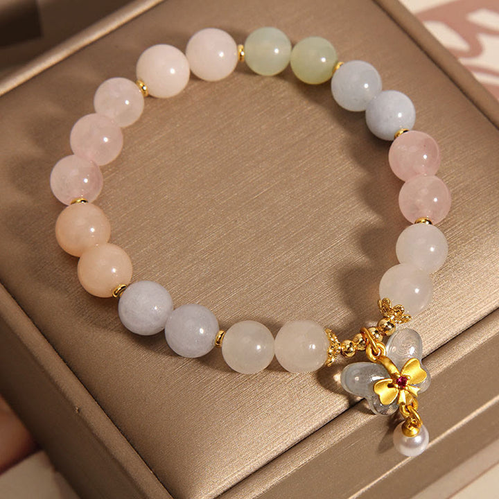 Braccialetto con ciondolo a farfalla in morganite naturale Buddha Stones Confidence