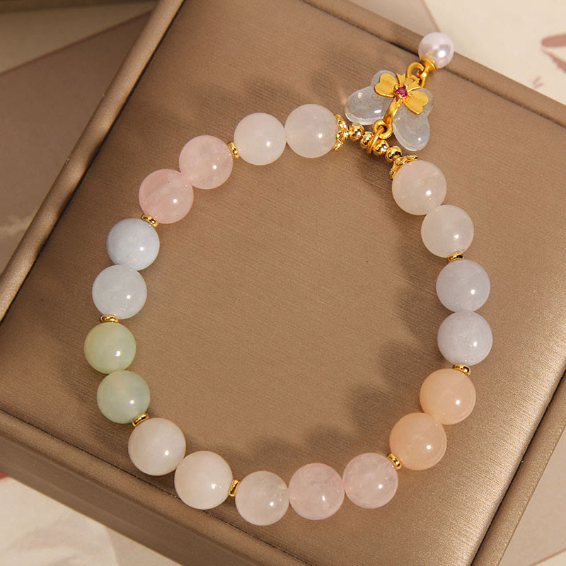 Braccialetto con ciondolo a farfalla in morganite naturale Buddha Stones Confidence