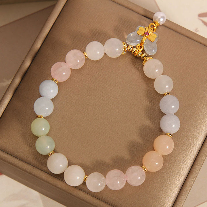 Braccialetto con ciondolo a farfalla in morganite naturale Buddha Stones Confidence