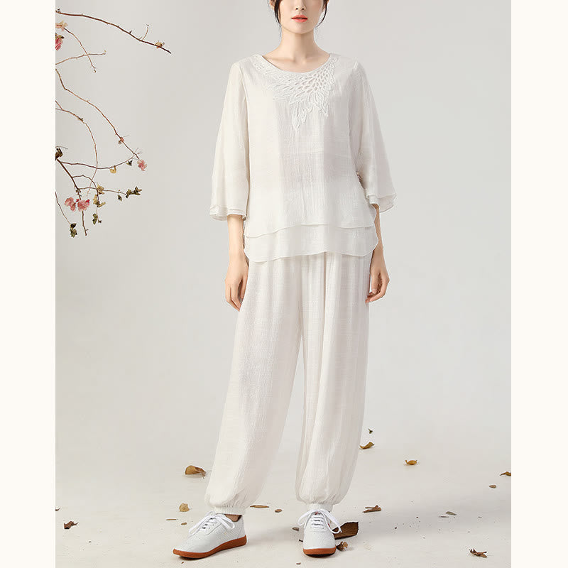 Buddha Stones 2 pezzi manica lunga rana-bottone meditazione preghiera zen pratica Tai Chi uniforme abbigliamento donna set - image 13