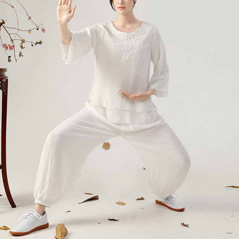 Buddha Stones 2 pezzi manica lunga rana-bottone meditazione preghiera zen pratica Tai Chi uniforme abbigliamento donna set