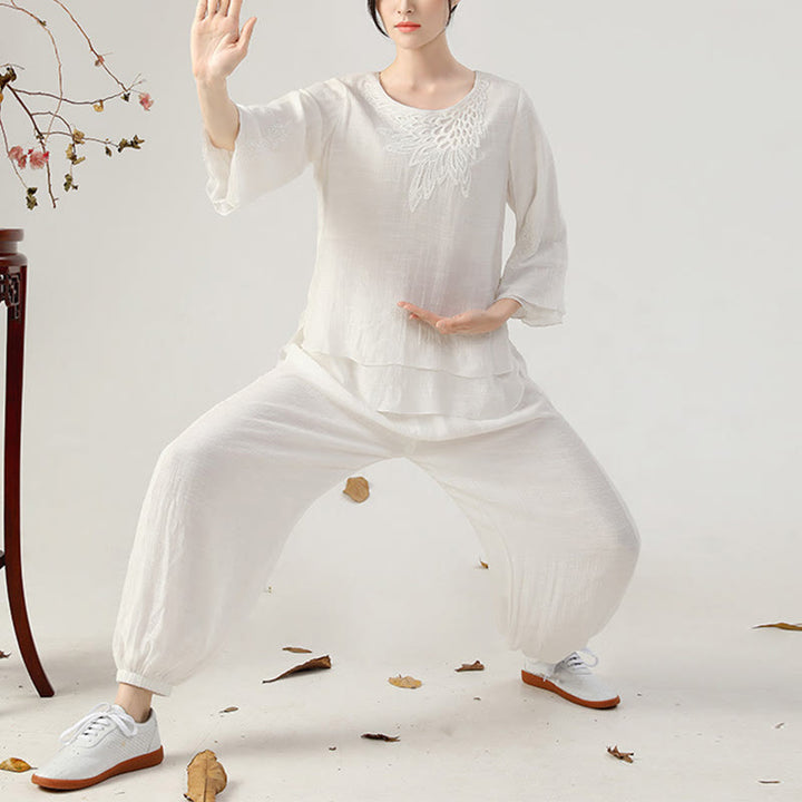 Buddha Stones 2 pezzi manica lunga rana-bottone meditazione preghiera zen pratica Tai Chi uniforme abbigliamento donna set