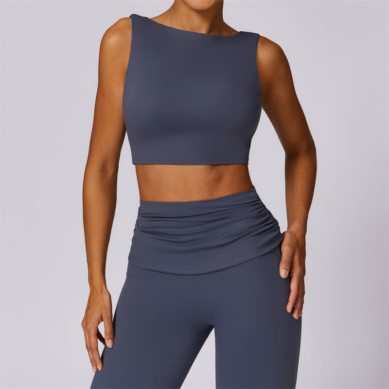 Buddha Stones Canotta senza maniche con spalline e schiena scoperta Reggiseno Pantaloni svasati Sport Fitness Yoga - Blu scuro - Superiore - US8-10, UK/AU12-14, EU40-42 (XL) - image 41