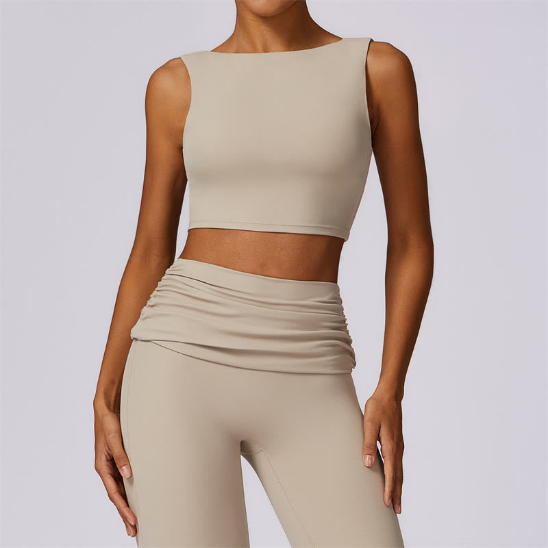 Buddha Stones Canotta senza maniche con spalline e schiena scoperta Reggiseno Pantaloni svasati Sport Fitness Yoga - Beige - Superiore - US8-10, UK/AU12-14, EU40-42 (XL) - image 53