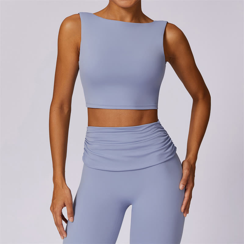 Buddha Stones Canotta senza maniche con spalline e schiena scoperta Reggiseno Pantaloni svasati Sport Fitness Yoga - Blu - Superiore - US8-10, UK/AU12-14, EU40-42 (XL) - image 1