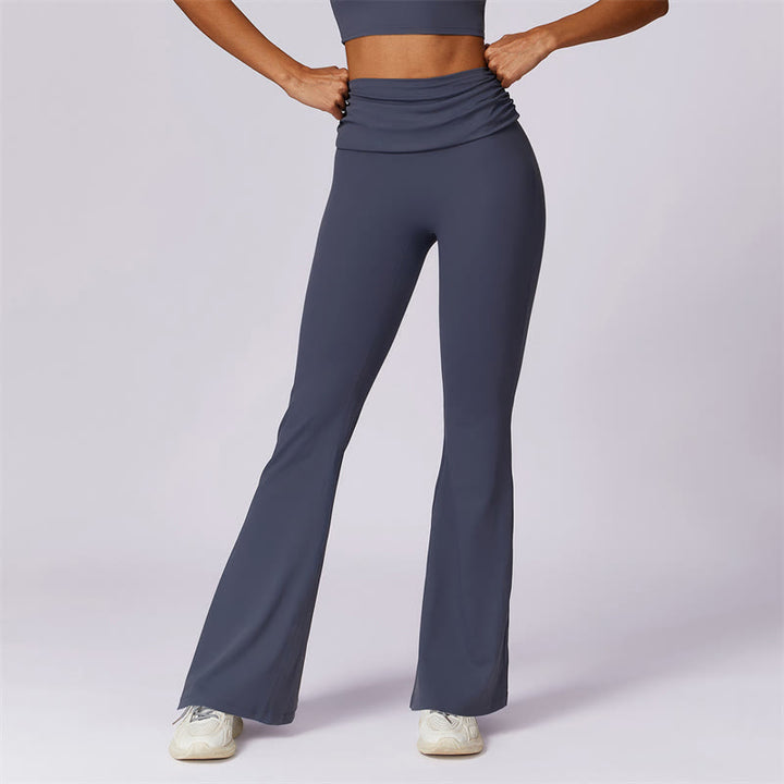 Buddha Stones Canotta senza maniche con spalline e schiena scoperta Reggiseno Pantaloni svasati Sport Fitness Yoga - Blu scuro - Pantaloni - US8-10, UK/AU12-14, EU40-42 (XL) - image 46