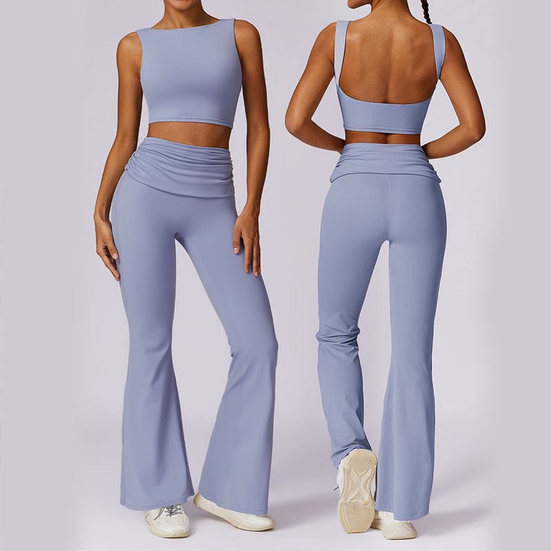 Buddha Stones Canotta senza maniche con spalline e schiena scoperta Reggiseno Pantaloni svasati Sport Fitness Yoga - image 0