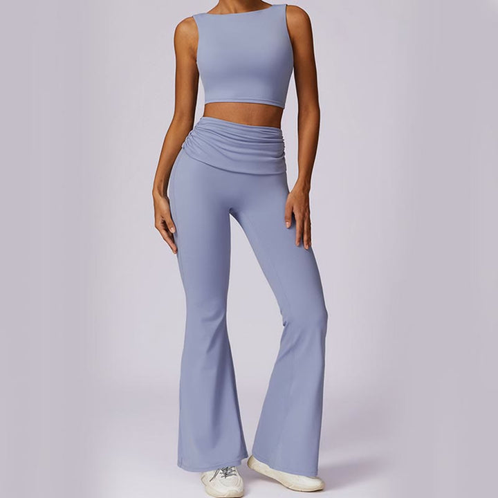 Buddha Stones Canotta senza maniche con spalline e schiena scoperta Reggiseno Pantaloni svasati Sport Fitness Yoga - image 22