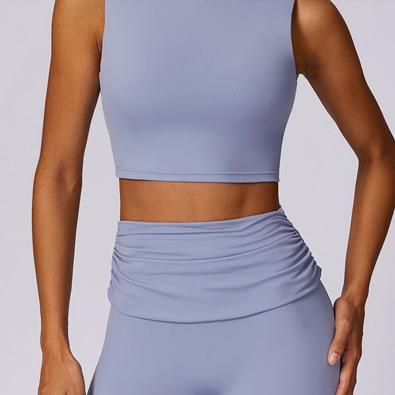 Buddha Stones Canotta senza maniche con spalline e schiena scoperta Reggiseno Pantaloni svasati Sport Fitness Yoga - image 3