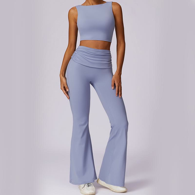 Buddha Stones Canotta senza maniche con spalline e schiena scoperta Reggiseno Pantaloni svasati Sport Fitness Yoga - image 22