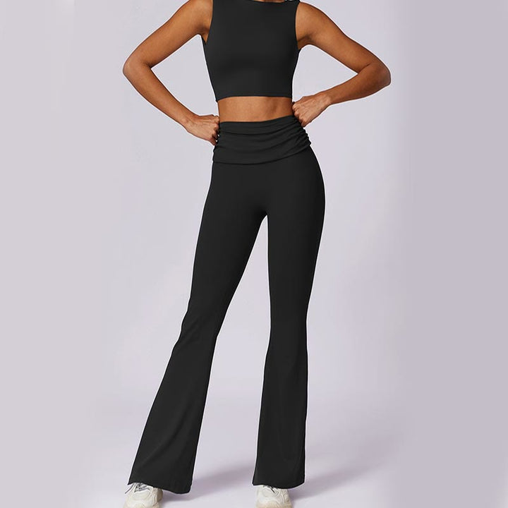 Buddha Stones Canotta senza maniche con spalline e schiena scoperta Reggiseno Pantaloni svasati Sport Fitness Yoga - image 38