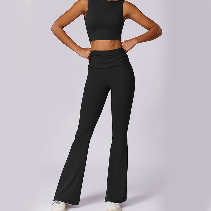 Buddha Stones Canotta senza maniche con spalline e schiena scoperta Reggiseno Pantaloni svasati Sport Fitness Yoga - image 38