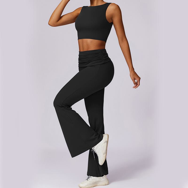 Buddha Stones Canotta senza maniche con spalline e schiena scoperta Reggiseno Pantaloni svasati Sport Fitness Yoga - image 40