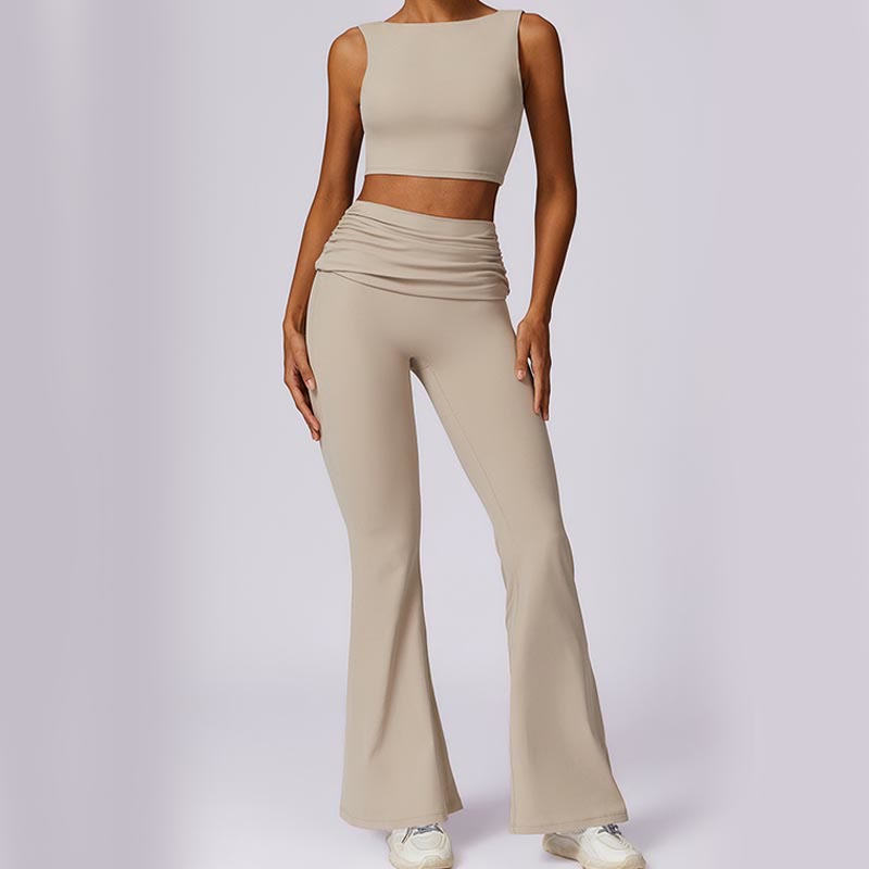 Buddha Stones Canotta senza maniche con spalline e schiena scoperta Reggiseno Pantaloni svasati Sport Fitness Yoga - image 62