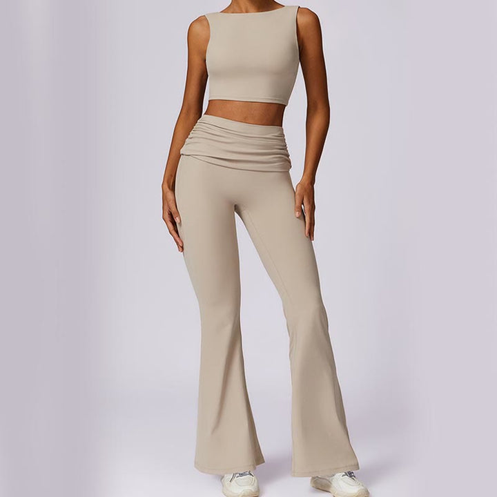 Buddha Stones Canotta senza maniche con spalline e schiena scoperta Reggiseno Pantaloni svasati Sport Fitness Yoga - image 62