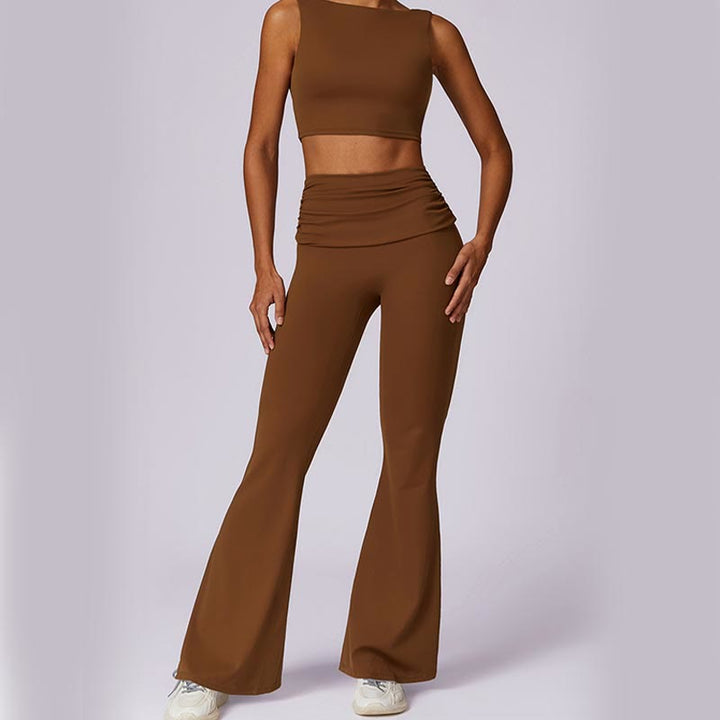 Buddha Stones Canotta senza maniche con spalline e schiena scoperta Reggiseno Pantaloni svasati Sport Fitness Yoga - image 74