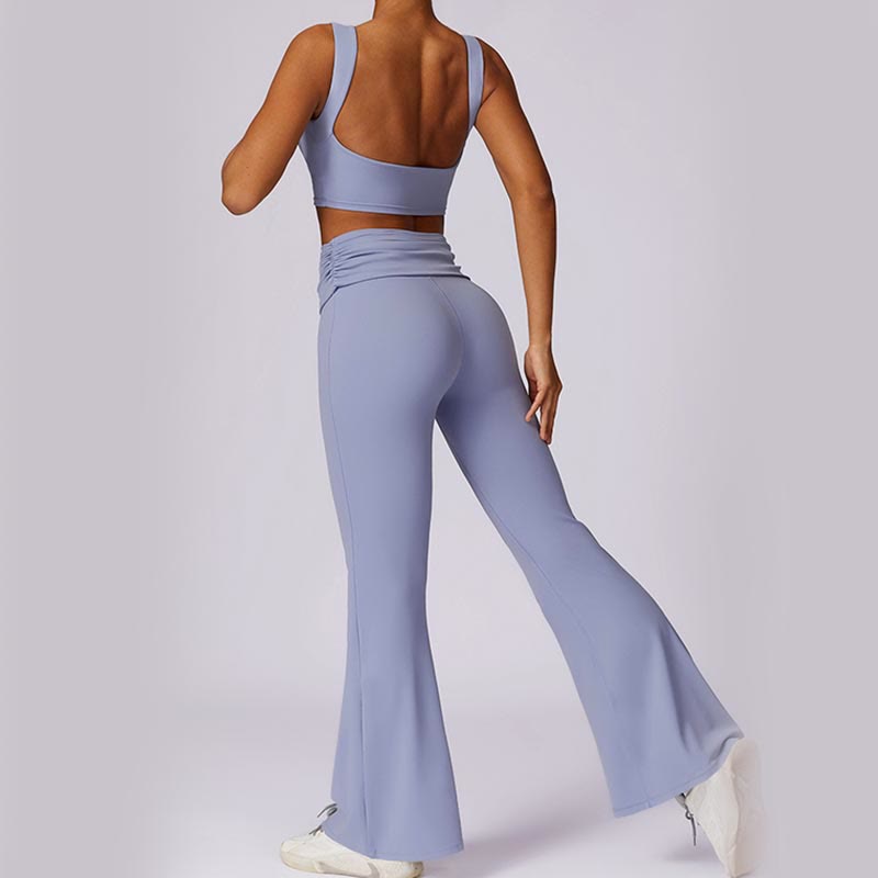 Buddha Stones Canotta senza maniche con spalline e schiena scoperta Reggiseno Pantaloni svasati Sport Fitness Yoga - image 23