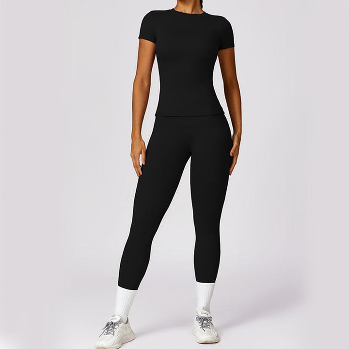 Buddha Stones Donna Manica Corta T-Shirt Top Vita Alta Leggings Pantaloni Per Sport Yoga - image 5