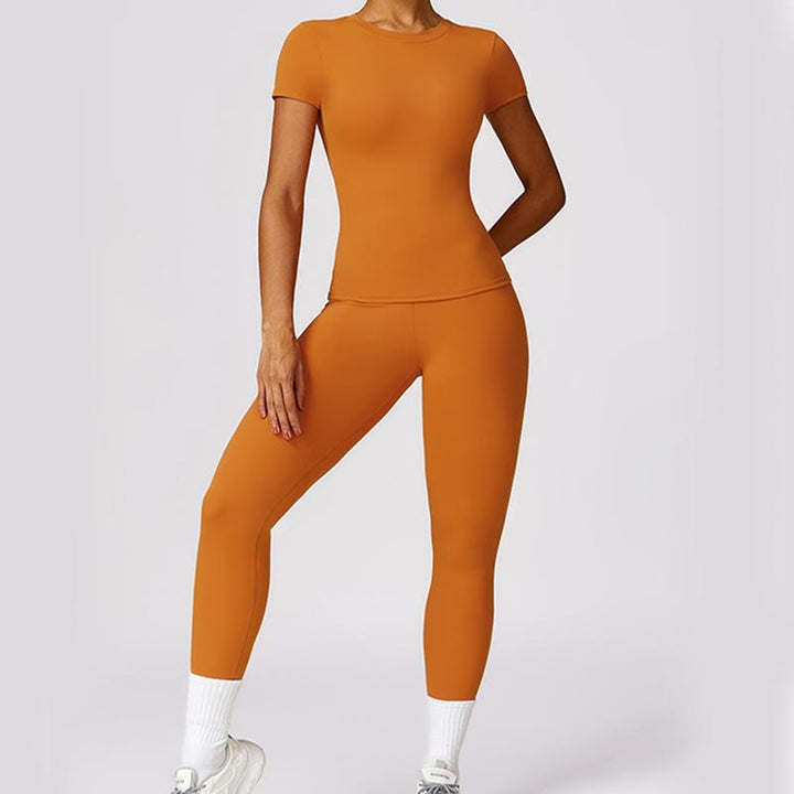 Buddha Stones Donna Manica Corta T-Shirt Top Vita Alta Leggings Pantaloni Per Sport Yoga - image 18