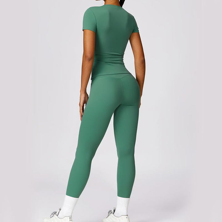 Buddha Stones Donna Manica Corta T-Shirt Top Vita Alta Leggings Pantaloni Per Sport Yoga - image 34