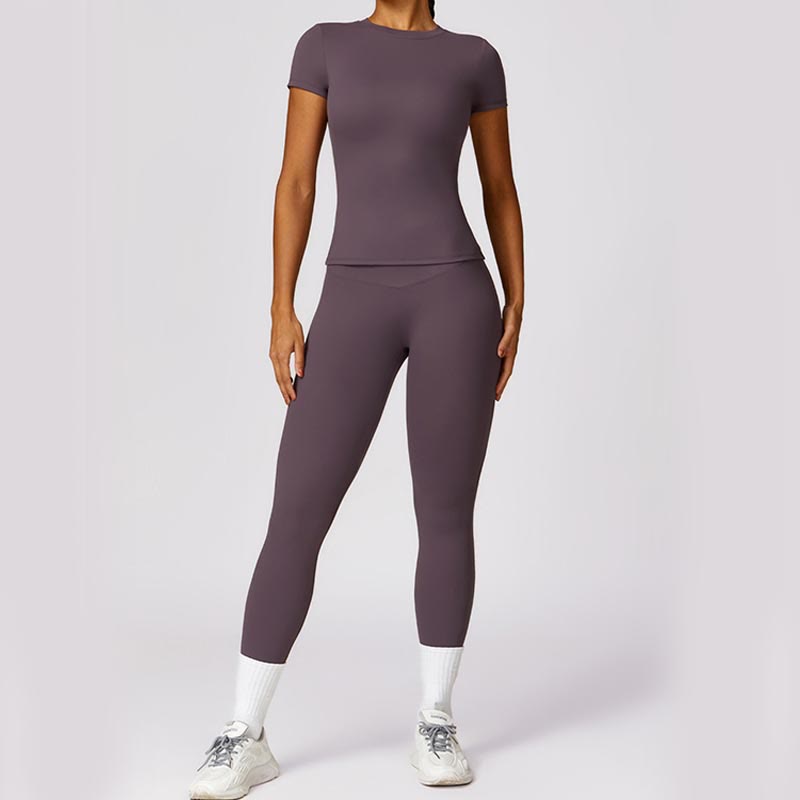 Buddha Stones Donna Manica Corta T-Shirt Top Vita Alta Leggings Pantaloni Per Sport Yoga - image 47