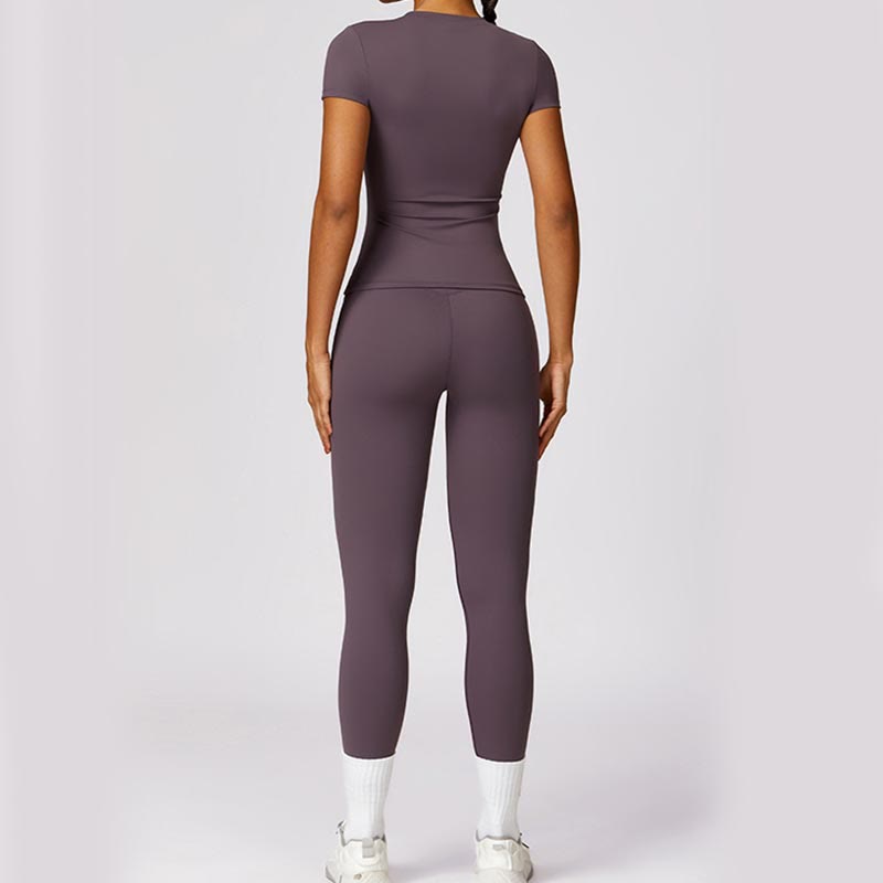 Buddha Stones Donna Manica Corta T-Shirt Top Vita Alta Leggings Pantaloni Per Sport Yoga - image 48