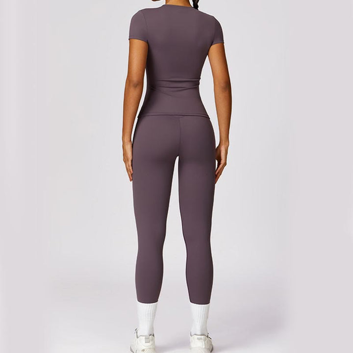 Buddha Stones Donna Manica Corta T-Shirt Top Vita Alta Leggings Pantaloni Per Sport Yoga - image 48