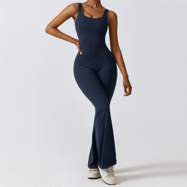 Buddha Stones Donna Tuta Senza Maniche Pantaloni Svasati Sport Fitness Yoga Bodysuit - Blu - US8-10, UK/AU12-14, EU40-42 (XL)  - image 21
