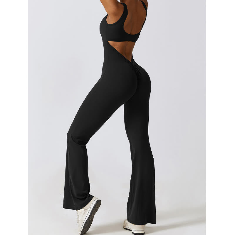 Buddha Stones Donna Tuta Senza Maniche Pantaloni Svasati Sport Fitness Yoga Bodysuit - image 4