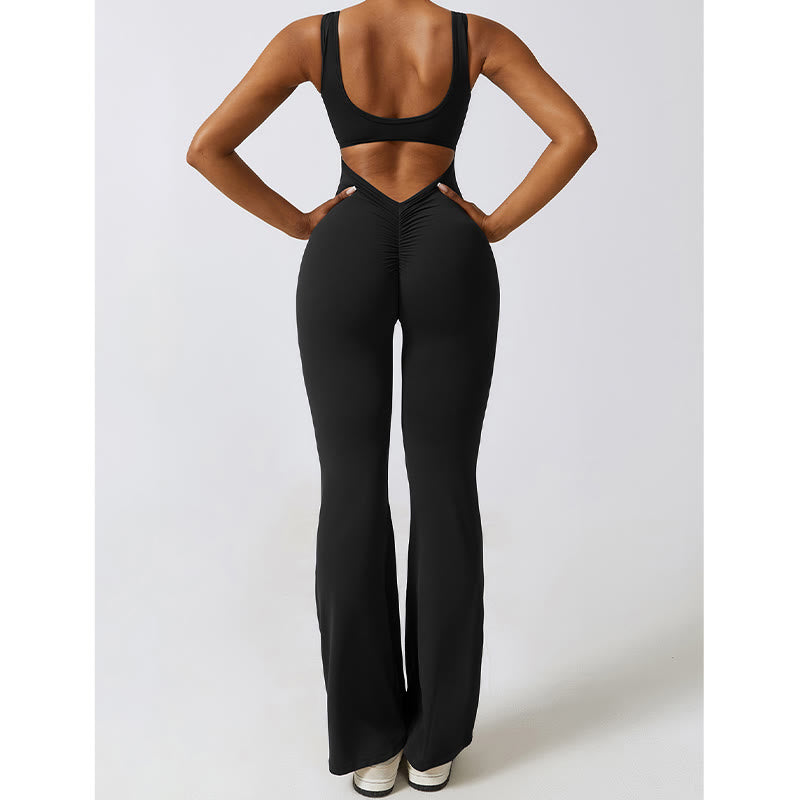 Buddha Stones Donna Tuta Senza Maniche Pantaloni Svasati Sport Fitness Yoga Bodysuit - image 5